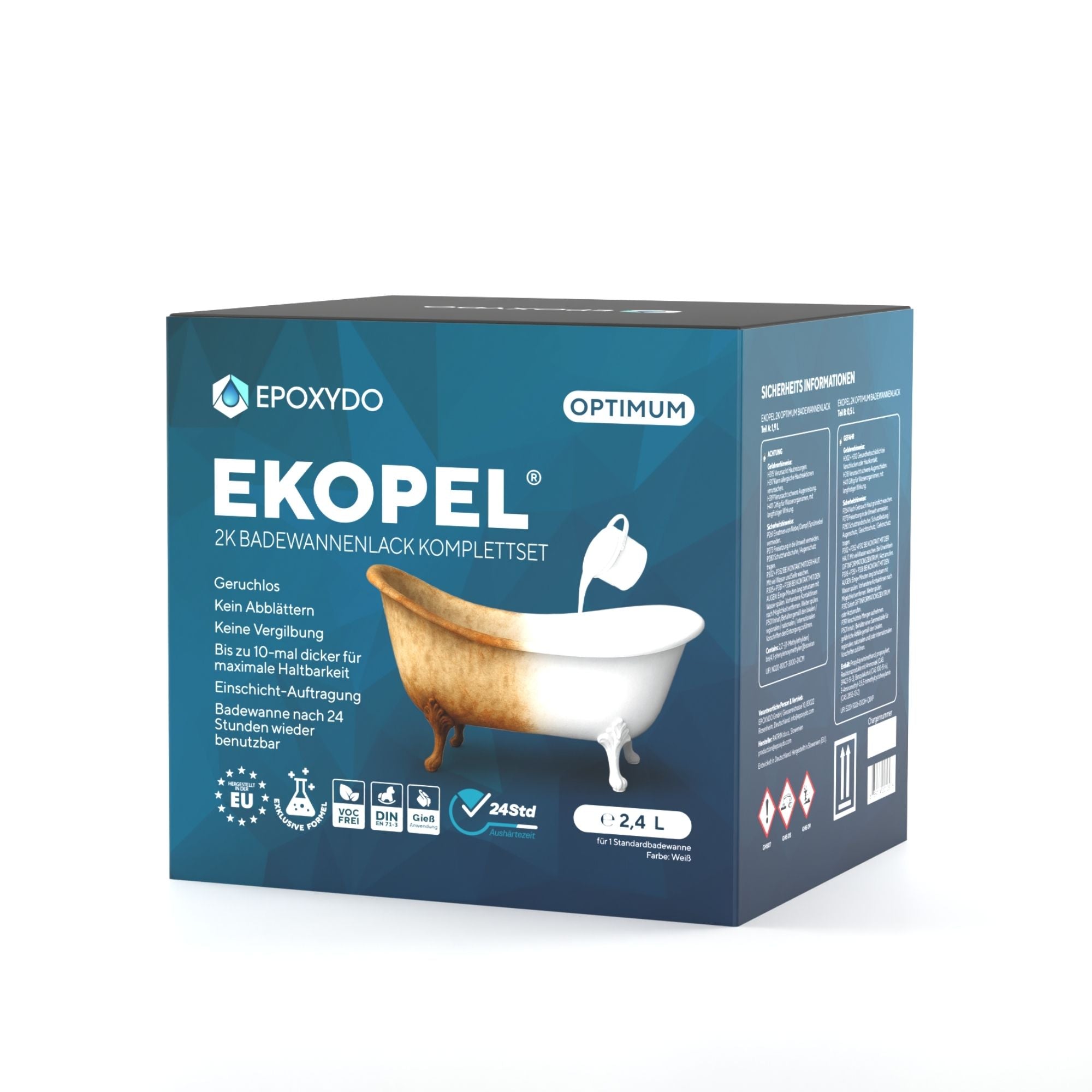 EKOPEL 2K-OPTIMUM Vernis pour baignoire. Kit complet. Temps de durcissement : 24H.
